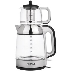تصویر چای ساز رنه مدل RTM1709 ظرفیت ۳ لیتر با کتری شیشه‌ای 