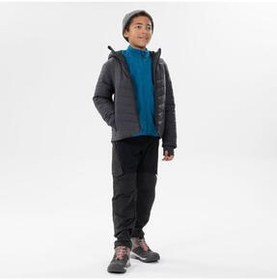 تصویر ژاکت پفی هیبریدی فضای باز کودکان سن 7 15 مشکی دکتلون Decathlon 