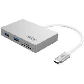 تصویر هاب USB3.0 دو پورت به همراه کارت خوان آلومینیومی یونیتک مدل Y-9319 