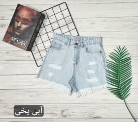 تصویر شرتک جین ترک زنانه کد ۱۰۱۰۶ - آبی Shortak jean zanane