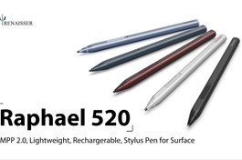 تصویر قلم RENAISSER Raphael 520 Stylus for Surface، قابل شارژ ، ساخت تایوان، حساسیت فشار، Match ALL Surface Pro ، اتصال مغناطیسی به بدنه PEN RENAISSER Raphael 520 Stylus for Surface Rechargeable