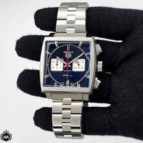 تصویر ساعت مچی مردانه تگ هویر موناکو سیلور صفحه مشکی بند استیل Tag Heuer Monaco Silver Black 