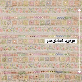 تصویر پارچه لینن سوزن دوزی هندی 160 رنگ 89-3 