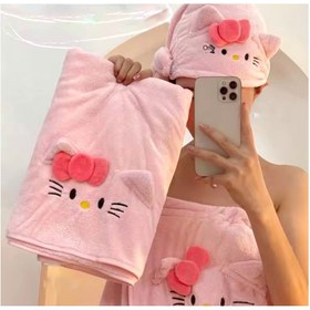 تصویر ست حوله نوزاد هلو کیتی 