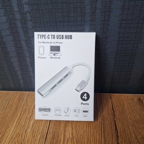 تصویر هاب USB ۴ پورت Type-C فلزی hub type c 4 port to usb