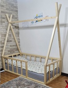 تصویر تخت خواب کودک و نوجوان مونته سوری چوبی روستیک دکور مدل HK93 - بیرنگ (کرم) ا Teenage's bed Teenage's bed