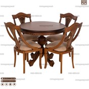 تصویر میز ناهارخوری چوبی عروس کنگره دار با صندلی راش گیتاری جدید 