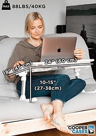 تصویر Cooper Desk PRO Large Adjustable Laptop Table, Bed Desk for Laptop, Desk for Bed, Lap Desk for Laptop, Adjustable Lap Desk for Bed, Portable Desk, Laptop Bed Table for Laptop Stand for Bed Floor Desk 