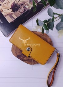 تصویر کیف پول و گوشی مدل کیهان کوچک - عسلی تیره 