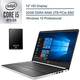 تصویر 2020 HP 14 &quot;IPS Business Laptop Computer / 10th Gen Intel Quad-Core i5 1035G4 تا 3.7GHz (Beat i7-7500u) / 32 GB DDR4 RAM / 2TB PCIe SSD / Silver / Windows 10 Pro EST 500 گیگابایت سخت افزار هارد اکسترنال 