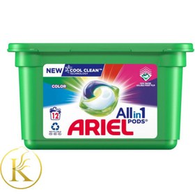 تصویر قرص ماشین لباسشویی لباس های رنگی اریل Ariel All In 1 بسته 12 عددی Ariel