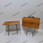 تصویر میز عسلی تاشو ۴ عددی پایه فلزی 