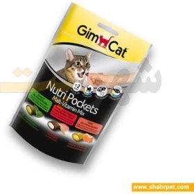 تصویر اسنک میکس مولتی ویتامین حاوی مالت Nutri Pockets Malt-Vitamin Mix GimCat Nutri Pockets Malt-Vitamin Mix GimCat