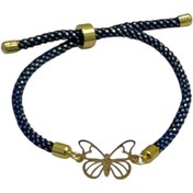 تصویر دستبند سرمه ای شاین دار با پلاک طلا طرح پروانه مدل BSG48 