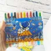 تصویر مداد شمعی 12رنگ پیچی طرح فضانورد 