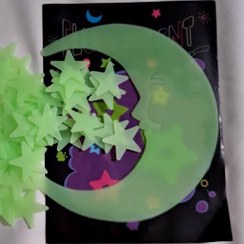 تصویر استیکر شب تاب کودک طرح ماه و ستاره 