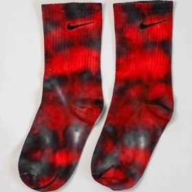 تصویر جوراب نایک پنبه ای تای دای قرمز-مشکی Black & Red Tie Dye Sock