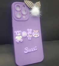 تصویر قاب گوشی عروسکی آیفون 13 - بنفش iPhone 13 Dolly Phone Case