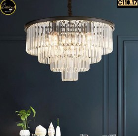 تصویر لوستر کریستالی پذیرایی و محل کار کد C110 - سفید / مربع 