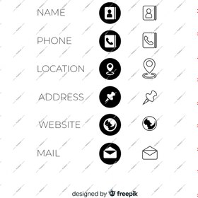 تصویر مجموعه آیکون های کارت ویزیت وکتور رایگان 