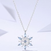 تصویر 0059. گردنبند نقره مدل دانه برف کریستالی - با نگین های 