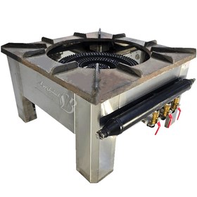 تصویر اجاق گاز سه شعله استیل رویه چدن 