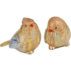 تصویر مجسمه چینی گنجشک کاردینال نماد عشق (بسته دو عددی) 