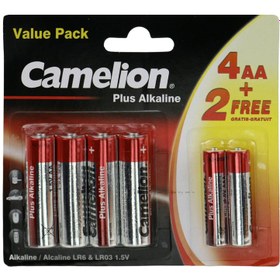 تصویر پک 2+4 باتری قلمی و نیم قلمی Camelion Plus Alkaline 1.5V Camelion Plus Alkaline LR6+LR03 battery