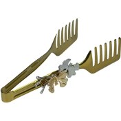 تصویر انبر سالاد استیل طلایی و نقره ای با طراحی لوکس 