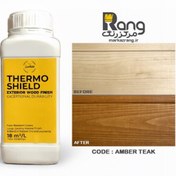 تصویر رنگ چوب گیاهی ترموشیلد هامرز ، سپر محافظ چوب ، کد Amber Teak امبرتیک ، 1LT لیتری 