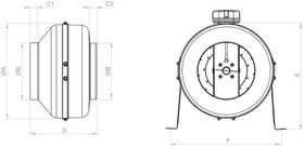 تصویر فن بین کانالی پروانه سانتریفیوژ مدل BDTX150 inline centrifugal fan BDTX150