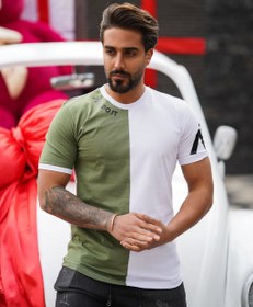 تصویر تیشرت ترکیبی پنبه درجه یک مدل ۲۰۲۳ - سفید و سبز / XL Simple Green T-shirt