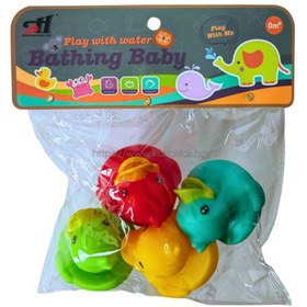 تصویر پوپت حمام نوزادی 4 عددی طرح جوجه اردک های رنگی 