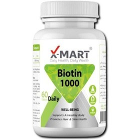 تصویر قرص بیوتین 1000 میلی گرم 60 عدد ایكس مارت X Mart Biotin 1000 mcg 60 Tablets