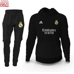 تصویر ست هودی مشکی و اسلش رئال مادرید 