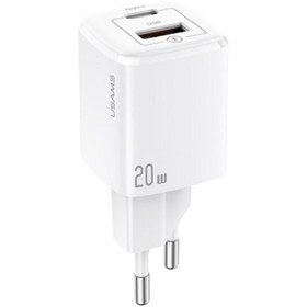 تصویر شارژر دیواری سریع 2 پورت یوسامز Usams US-CC128 QC3.0 PD 20W Charger 