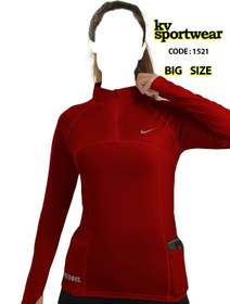 تصویر بلوز نیم زیپ فینگردار ورزشی زنانه NIKE کد 002 Womens sports half zip blouse NIKE code 002