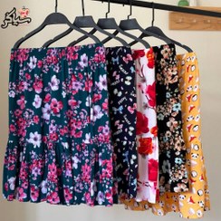 تصویر دامن نخی گلدار پایین چیندار خنک و تابستونی (بدون آبرفت) 