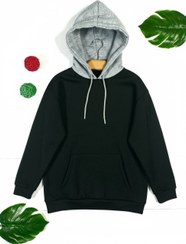 تصویر هودی اسپورت دخترانه و‌پسرانه مشکی دورس پنبه تو کرکی بسیار ضخیم فریساز تا 48 