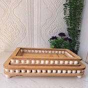 تصویر سینی رایزر چوبی مهره دار مستطیل سایز بزرگ و متوسط 