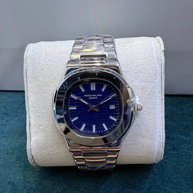 تصویر ساعت مچی مردانه پتک فیلیپ مدل P-567 با بند نقره ای و صفحه سفید 