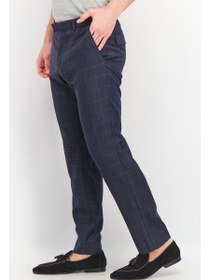 تصویر شلوار رسمی مردانه با طراحی چهارخانه، آبی الکتریکی برند selected Men Regular Fit Windowpane Dress Pants, Electric Blue