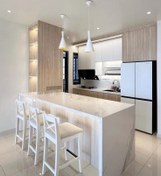تصویر جزیره آشپزخانه مـارمـارو Marmaro Waterfall White-Marble Kitchen Island