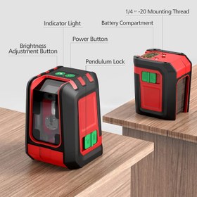 تصویر متر لیزری Michark خود تراز پرتو سبز افقی و عمودی 30 متری با پایه مغناطیسی قابل چرخش 