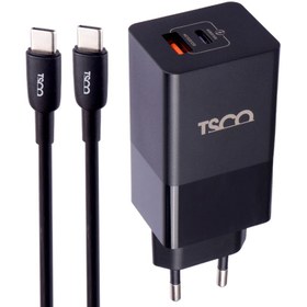 تصویر شارژر دیواری تسکو مدل TTC 67 به همراه کابل تبدیل USB-C شارژر موبایل شارژر دیواری تسکو TTC 67 مشکی