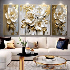 تصویر تابلو دکوری سه تیکه مدرن کد ۱۷۴۰ و طرح گلمدل اتریسا 