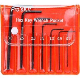 تصویر ست7 عددی آچار آلن مینیاتوری پروسکیت مدل Proskit 8PK-022 ( اصلی ) Folding Key