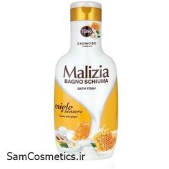تصویر شامپو بدن مالیزیا با رایحه عسل و جینسینگ 1000 میل MALIZIA HONEY AND GINGER BATH FOAM 1000ML