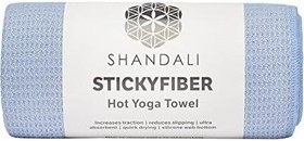 تصویر حوله یوگا داغ Shandali Stickyfiber - حوله یوگا با پشت سیلیکونی به اندازه، جاذب، غیر لغزنده، بیکرام 24 اینچ 72 اینچ، باشگاه بدنسازی و پیلاتس - (آبی، استاندارد) 