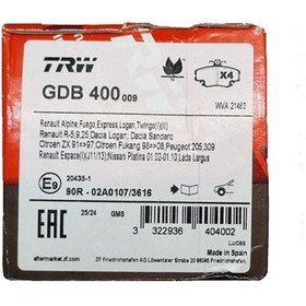 تصویر لنت ترمز جلو ال 90 TRW (اصلی) TRW Original brake pads GDB400 Front For L90